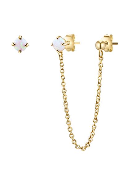 Glanzstücke München Silberohrstecker Ohrstecker Sterling Silber gelbgold Opal (synth.) weiß