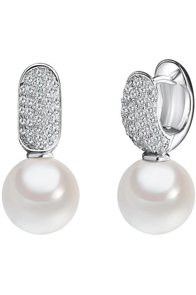 Rafaela Donata Silberohrhänger Ohrhänger Sterling Silber Südsee-Muschelkernperle weiß Zirkonia weiß