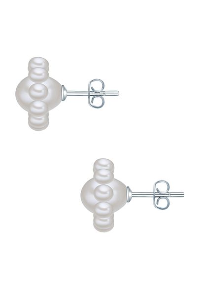 Valero Pearls Perlenohrstecker Ohrstecker Sterling Silber Süßwasser-Zuchtperlen weiß