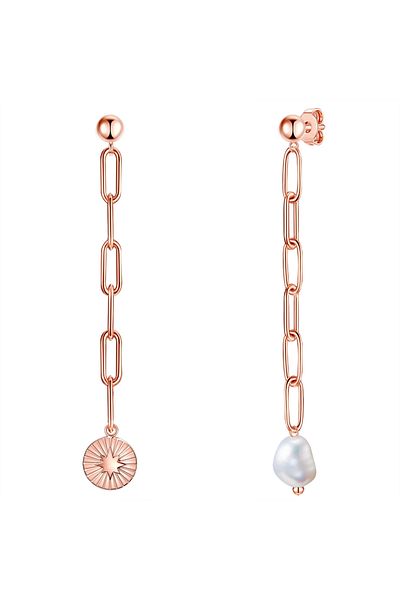 Valero Pearls Edelstahlohrhänger Ohrhänger Edelstahl roségold Süßwasser-Zuchtperle weiß