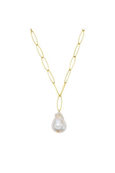 Valero Pearls Perlenhalskette Kette Sterling Silber gelbgold Süßwasser-Zuchtperlen weiß