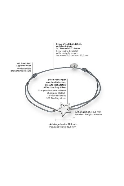 Glanzstücke München Textilarmband Armband Sterling Silber Textil (grau)