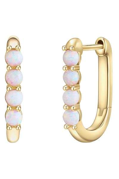 Glanzstücke München Silberohcreolen Creolen Sterling Silber gelbgold Opal (synth.)