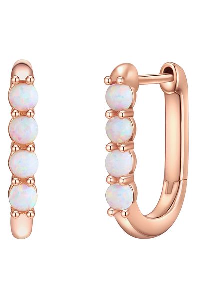Glanzstücke München Silberohcreolen Creolen Sterling Silber pembe altın Opal (synth.)