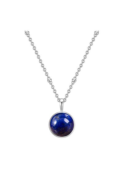 Glanzstücke München Silberhalskette Kette mit Anhänger Sterling Silber Lapislazuli (synth.)