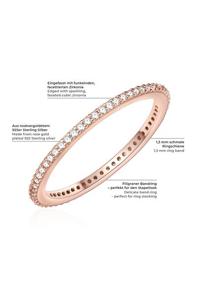 Glanzstücke München Silberring Yüzük Sterling Silber rosegold Zirkonya weiß