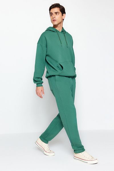 Trendyol Collection Grüner Oversize/Wide-Cut-Kapuzenpullover mit Fleece-Innenseite/warmem Sweatshirt-Trainingsanzug TMNAW24EM00002