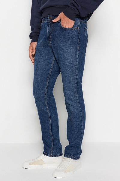 Trendyol Collection Τζιν μεσαίου μπλε ίσια εφαρμογή - 100% βαμβάκι TMNAW24JE00024