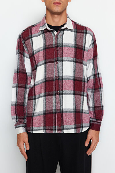 Trendyol Collection Claret Red Regular Fit Favágó kockás ing TMNAW21GO0730