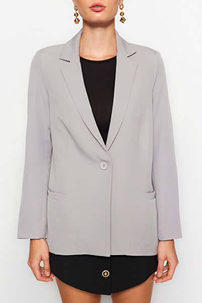 Trendyol Collection Světle šedá tkaná bunda s běžnou podšívkou TWOAW20CE0316