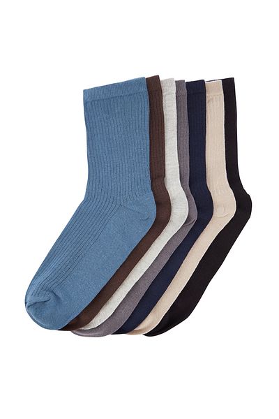 Trendyol Collection 7er-Pack mehrfarbige, einfarbig strukturierte lange Socken - TMNAW24CO00020