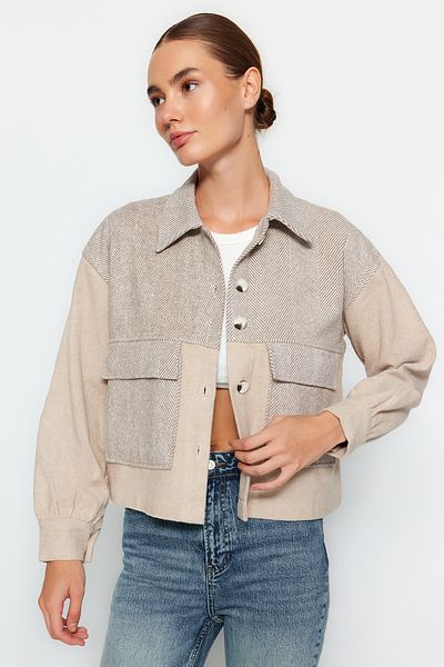 Trendyol Collection Stone Double Pocket Woven Jacket TWOAW24CE00117
