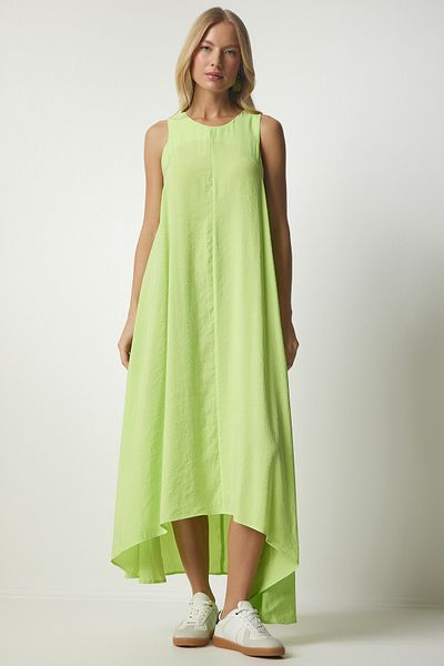 Happiness İstanbul Women's Neon Yellow Halter Neck Tencel Midi Dress WF00047
