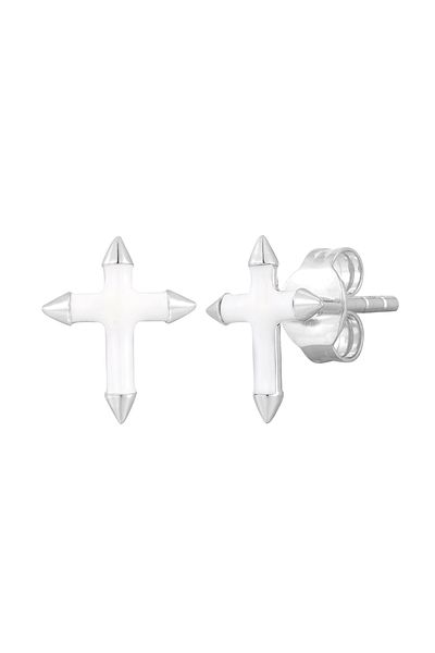 Glanzstücke München Silberohrstecker Ohrstecker Sterling Silber Emaille weiß