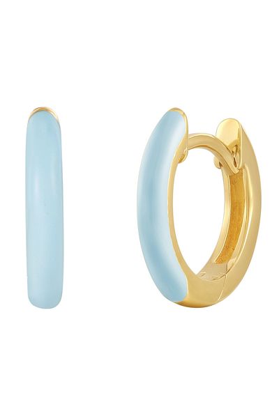 Glanzstücke München Silberohcreolen Creolen Sterling Silber gelbgold Emaille blau