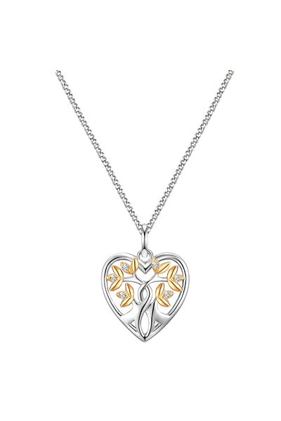 Glanzstücke München Silberhalskette Kette mit Anhänger Sterling Silber bicolor Zirkonia weiß