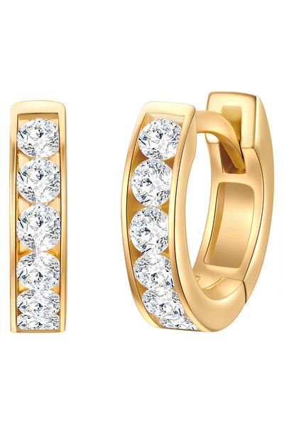 Trilani Silberohcreolen Creolen Sterling Silber gelbgold Zirkonia weiß