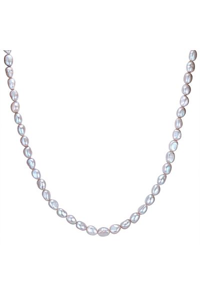 Valero Pearls Perlenkette Kette Sterling Silber Süßwasser-Zuchtperle grau