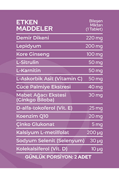 ONNOWELL Uromıxon - Demir Dikeni, Lepidyum, L-sitrülin, L-karnitin, Ginseng Içerikli Takviye Edici Gıda