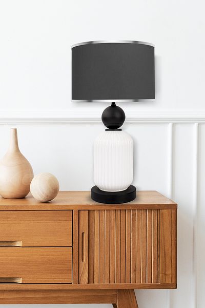 MINIMAL ETICARET VE BILGI TEKNOLOJILERI Lotus Opal Black - White Glass Lampshade