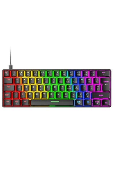 SNEXPRES Blue Switch Raimbow Oyun Klavyesi Gaming Mekanik 62 Tuşlu 18 Rgb Led...