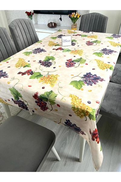 LİMAY Grape Patterned 1stCLASS IMPORTED PVC TABLE COVER Wipeable/Non-Slip