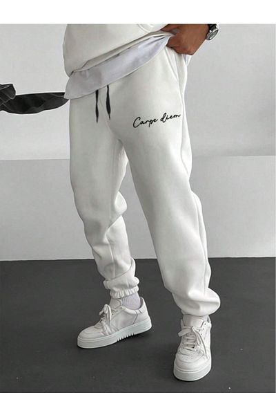 Altamira Men's White Carpe Diem Printed Sweatpants
