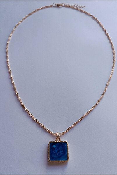 Fata Morgana Accessory Gold Burgu Zincirli Mineli Mavi Otantik Kolye