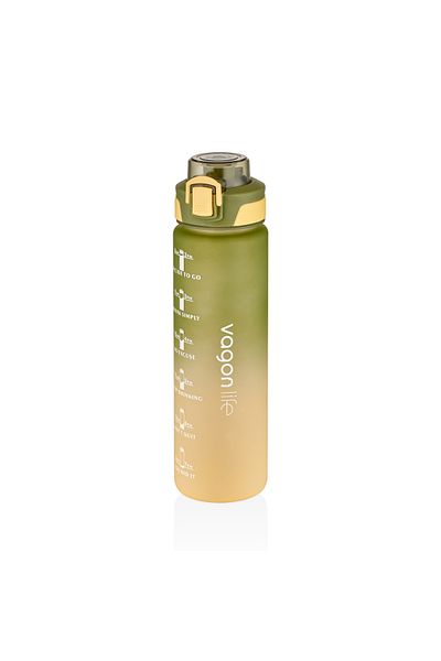 Vagonlife 1000ml Double Color Motivational Flask Suitable for Use with and without Straw, Sticker Gift