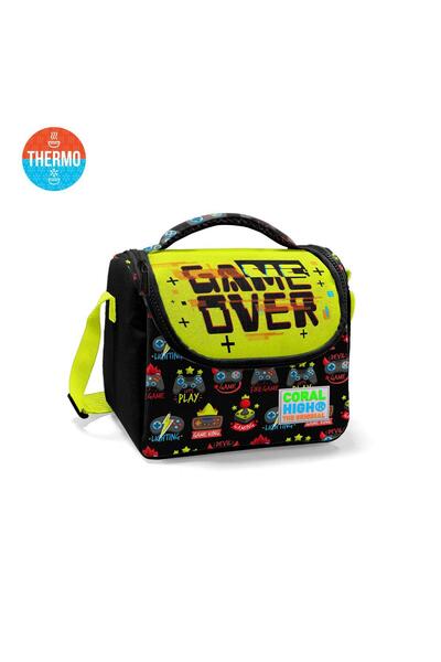 Emre Tuval حقيبة تغذية حرارية منقوشة من Coral High Kids باللون الأسود والأصفر...