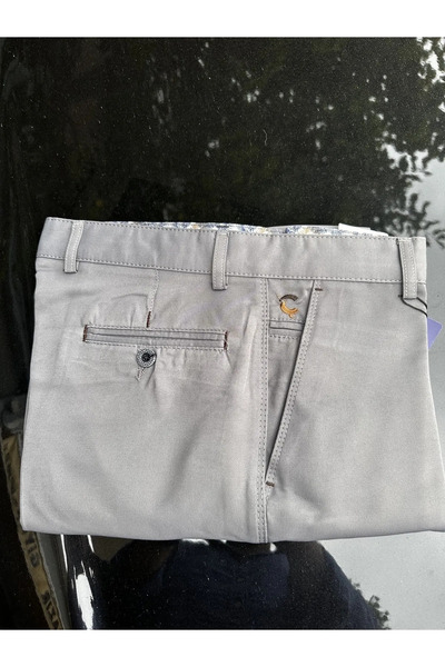 DostumGiyim Ανδρικό παντελόνι από λινό γκρι - Κλασικό σχέδιο