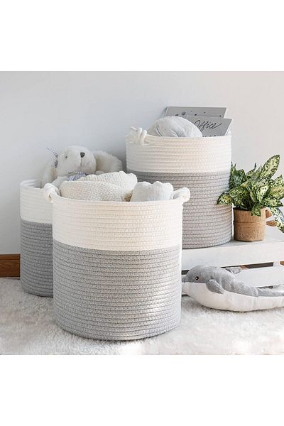 MaVaux Chang Weave Wicker Woven - Καλάθι 3 τεμαχίων με χερούλια, Organizer Καλάθι 3 τεμαχίων, 30cm x 30cm