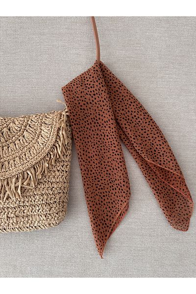 MAZEN Brick Colored Dot Patterned Chiffon Scarf