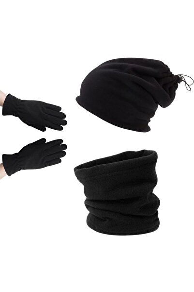 AXE SPORTSWEAR Mănuși negre de iarnă pentru femei, din lână termică, pălărie ...