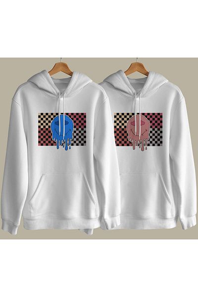 Pisa Art Smiley Smiling Face Designed Dear Couple Συνδυασμός με κουκούλα φούτερ 2 τεμαχίων