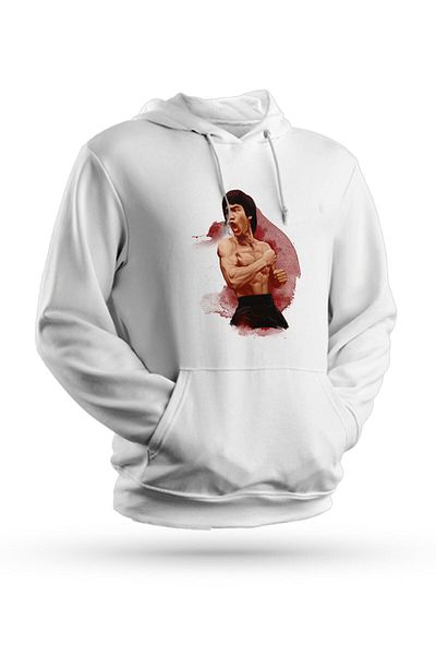 Pisa Art Φούτερ με κουκούλα Bruce Lee με στάμπα λευκό Unisex