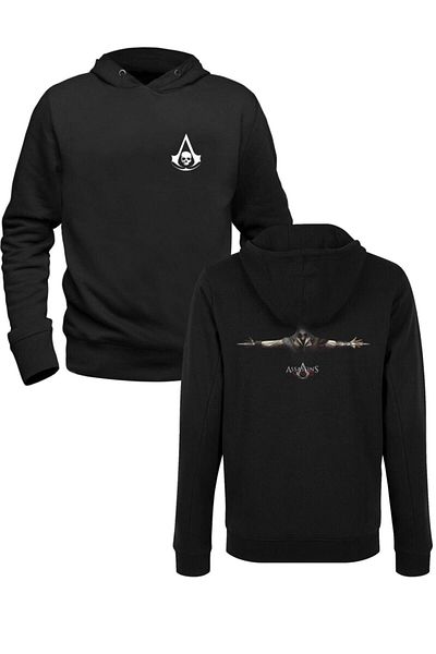 Pisa Art Φούτερ Assians Creed Μαύρο μπροστινό πίσω εμπριμέ