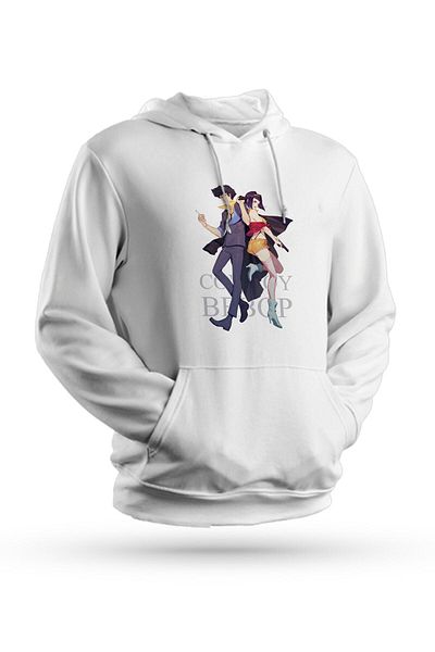 Pisa Art Φούτερ Anime Cowboy Bebop με στάμπα λευκό Unisex με κουκούλα
