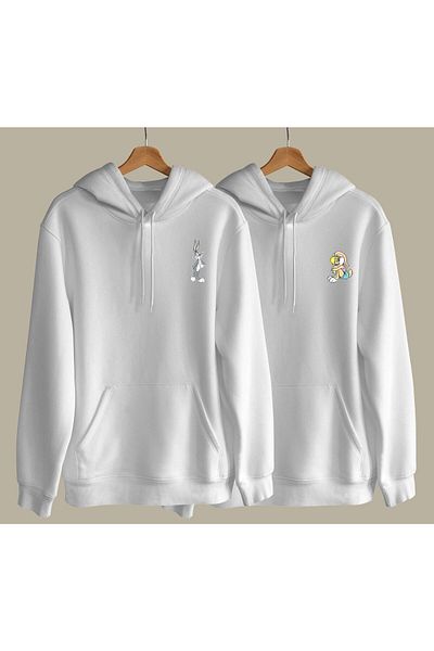 Pisa Art Φούτερ με κουκούλα με κουκούλα Bugs Bunny and Lola Bunny Lover Couple Designed 2-Pece