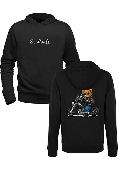 Pisa Art Μπλούζα En Rouete Tedy Bear Μαύρο μπροστινό πίσω μέρος