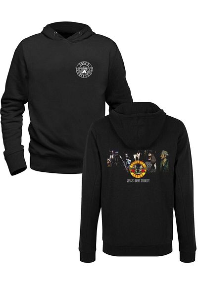 Pisa Art Φούτερ Gun N Roses Digital Printed Μαύρο μπροστινό πίσω με στάμπα
