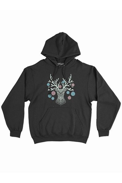 Pisa Art Дебел суитшърт с качулка и коледна/новогодишна тематика Deer Man