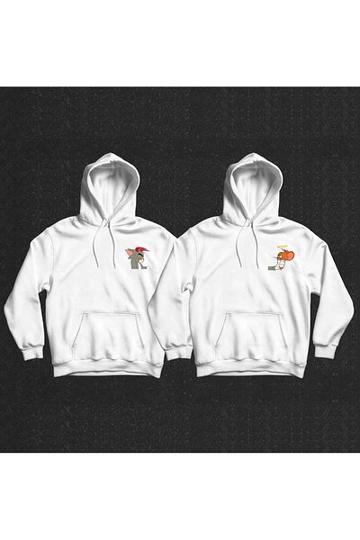 Pisa Art Τομ και Τζέρι Σχεδιάστηκε Lover Couple Combination Hooded φούτερ 2 τεμαχίων