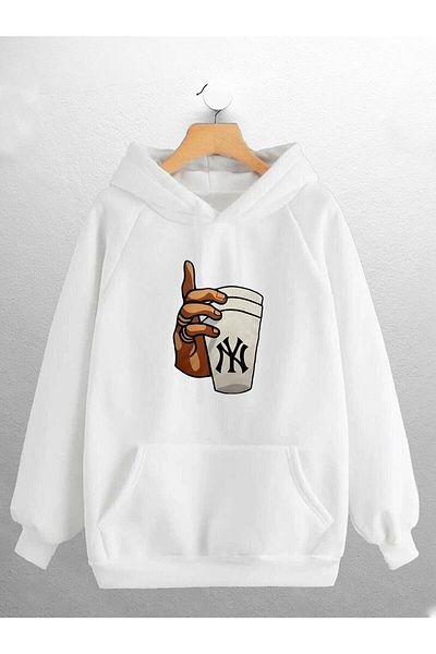 Pisa Art Φούτερ με κουκούλα με στάμπα White Cup New York