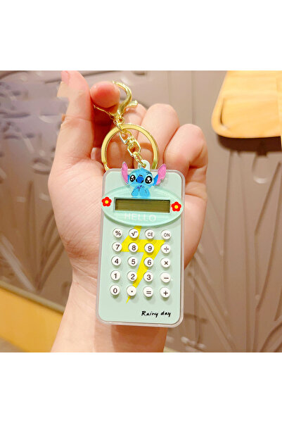 Janva Eğlenceli Çocuk Öğrenci Hesap Makinesi Arkası Oyunlu Çanta Aksesuarı Anahtarlık Karekterli yeşil