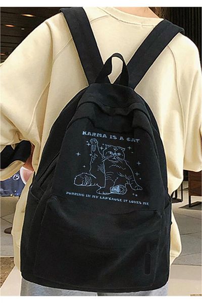 Gofeel Gofeel Unisex Karma Is a Cat Printed Backpack
