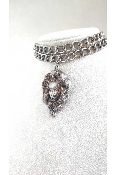Fugusugu Medusa Double Chain Gothic Necklace