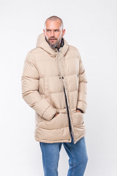 Kevin K236 Men's Beige Hooded Coat
