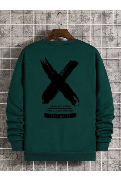 Adrift Pulover căptușit cu imprimeu slogan și pensule, verde
