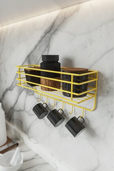 boz concept home Lüks 6 Kancalı Mutfak Rafı Metal Mutfak Düzenleyici Baharatl...